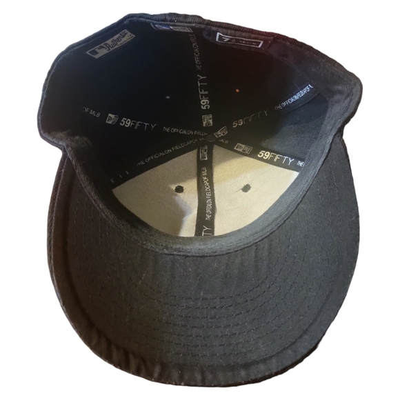 Vtg Boston Red Sox New Era 59 Fifty Baseball Cap Hat Sz 7 3/8" Black Red - Picture 7 of 15